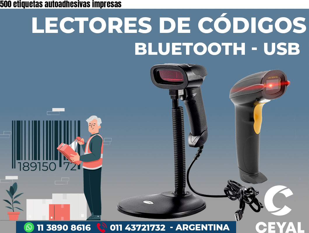 500 etiquetas autoadhesivas impresas