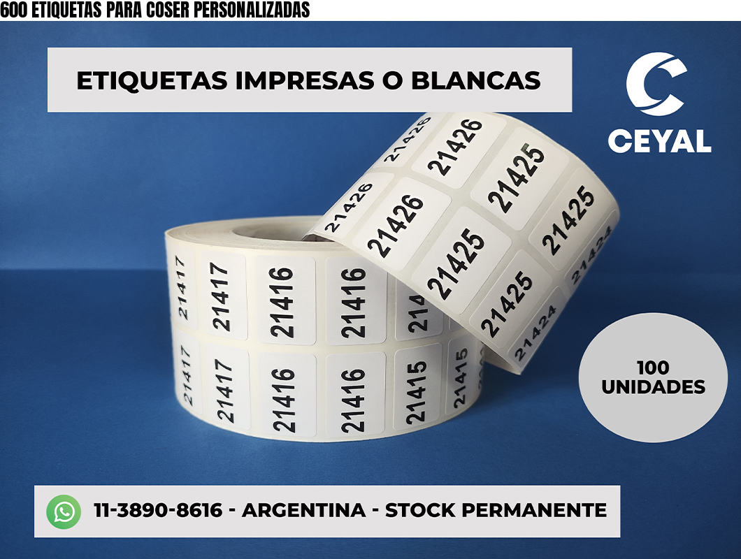 600 ETIQUETAS PARA COSER PERSONALIZADAS