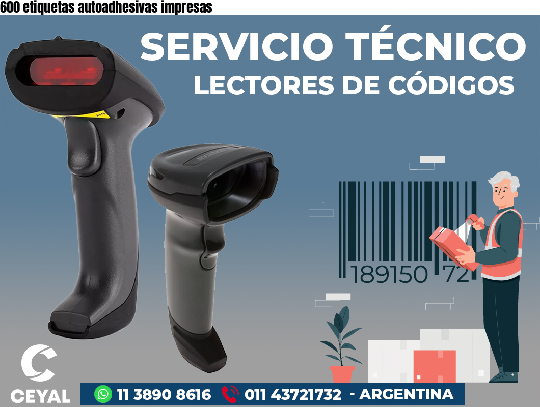 600 etiquetas autoadhesivas impresas