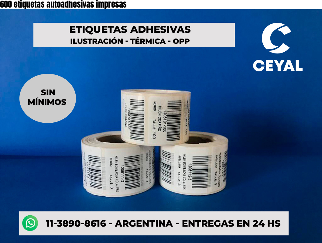 600 etiquetas autoadhesivas impresas