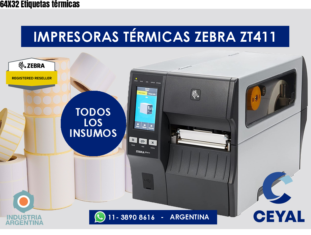 64X32 Etiquetas térmicas