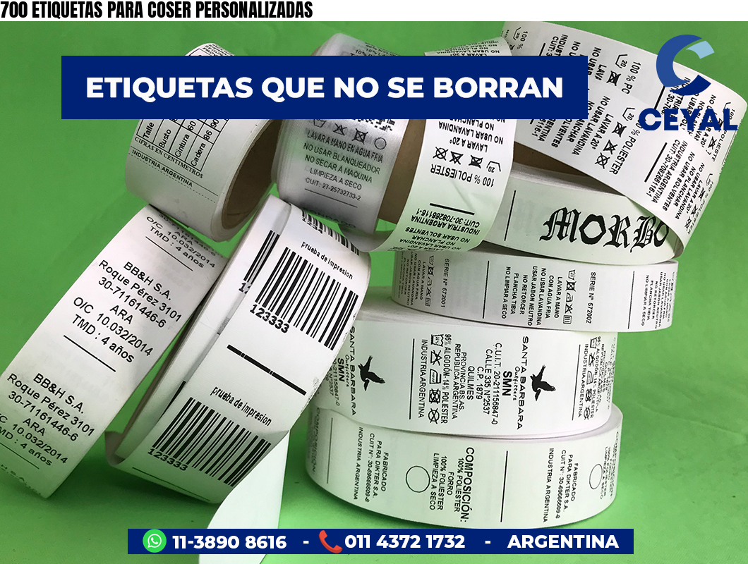 700 ETIQUETAS PARA COSER PERSONALIZADAS