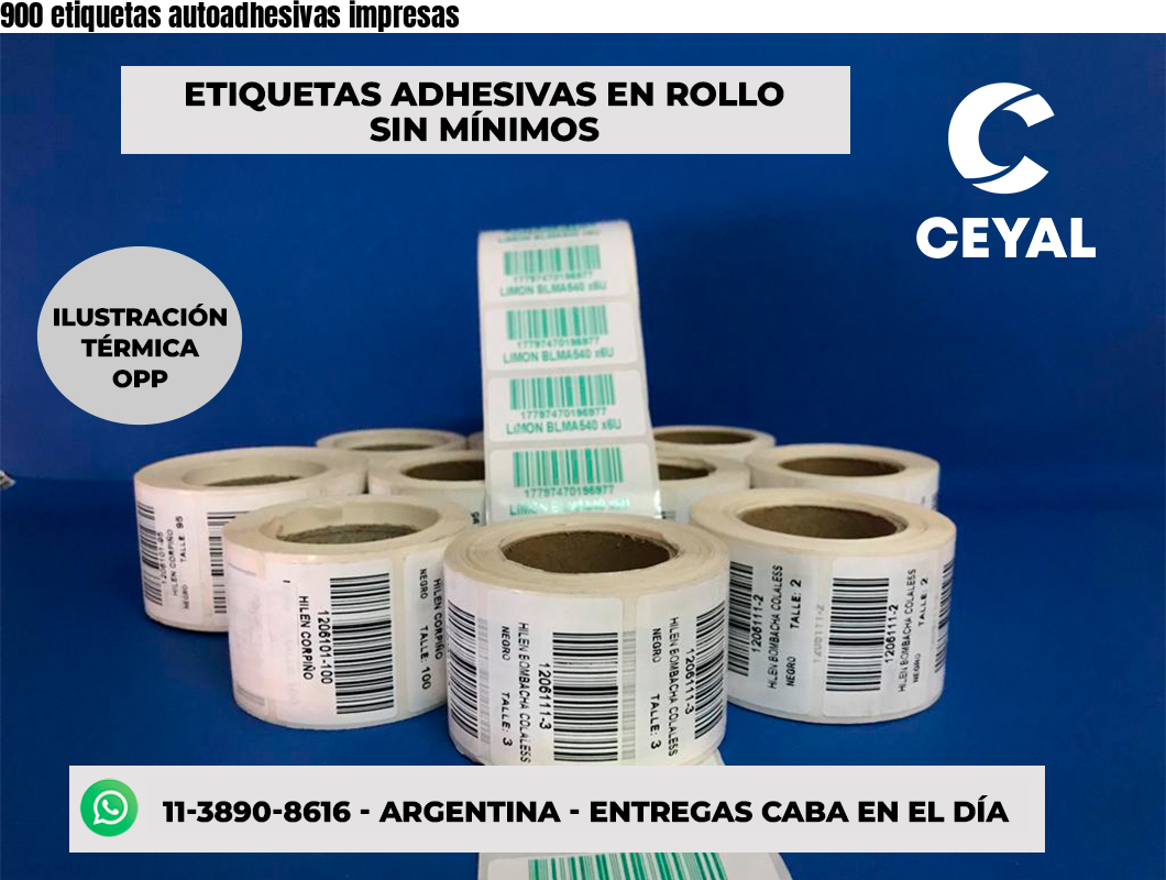 900 etiquetas autoadhesivas impresas