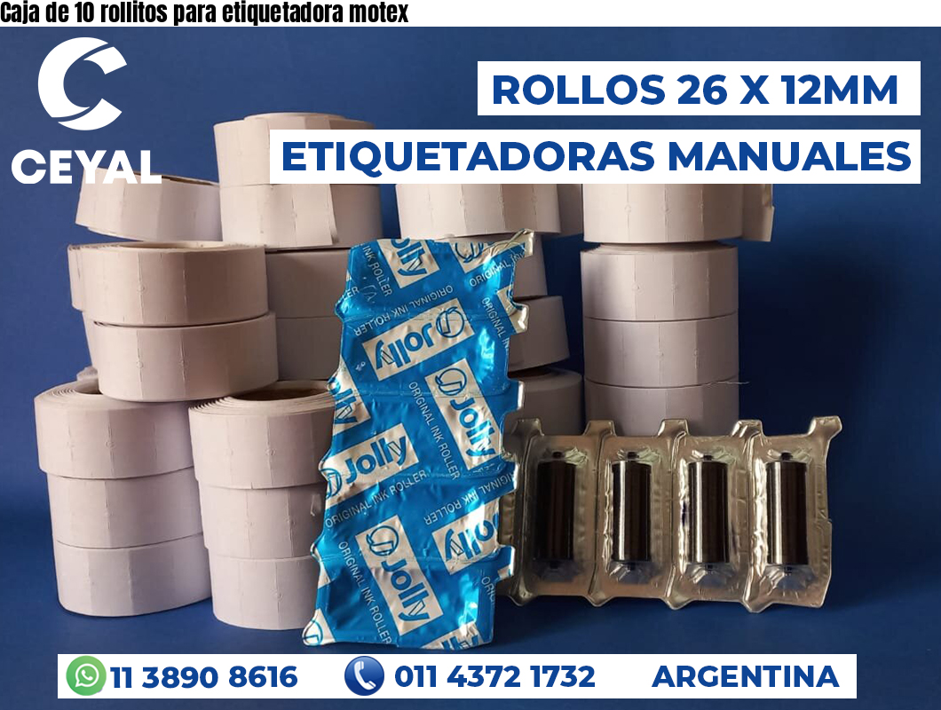 Caja de 10 rollitos para etiquetadora motex