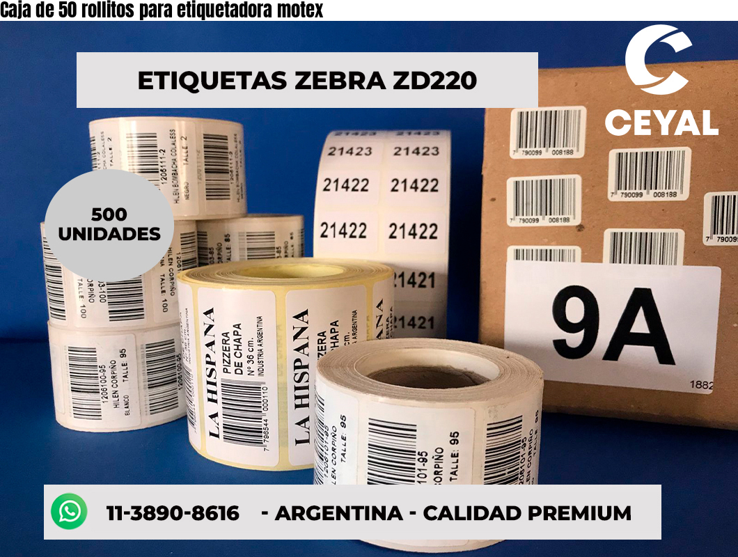Caja de 50 rollitos para etiquetadora motex