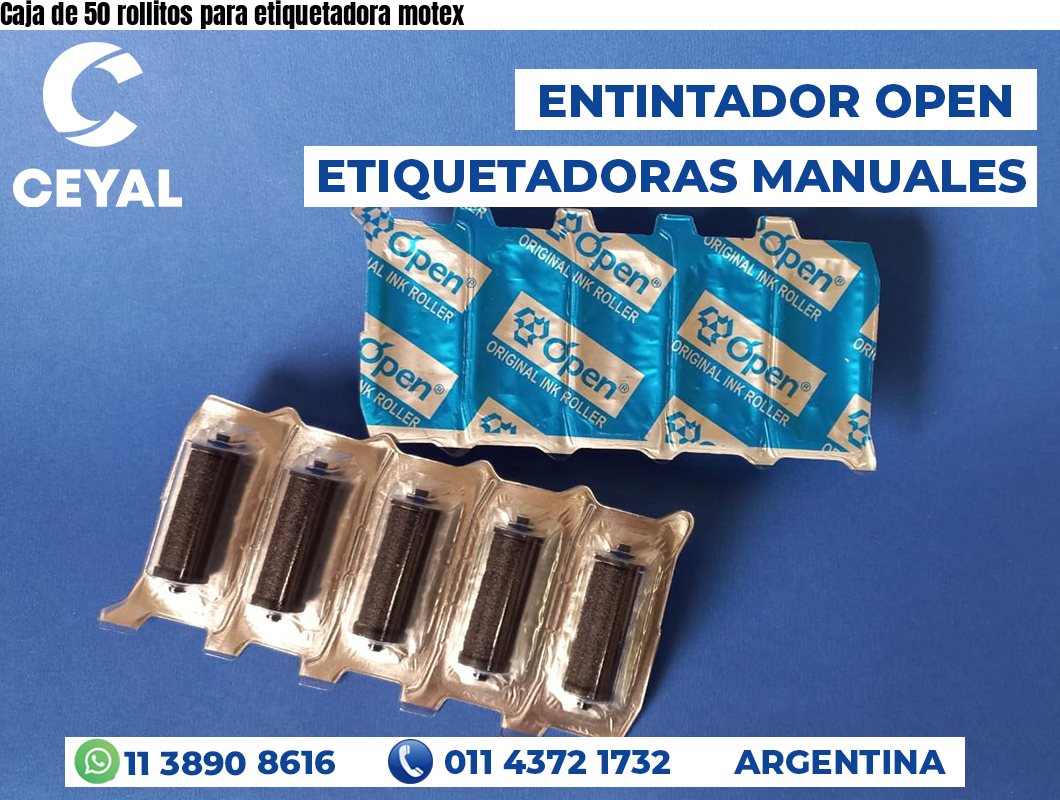 Caja de 50 rollitos para etiquetadora motex