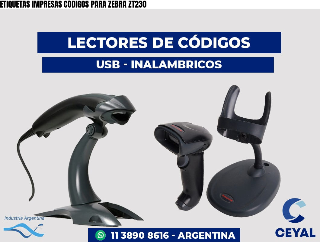 ETIQUETAS IMPRESAS CÓDIGOS PARA ZEBRA ZT230