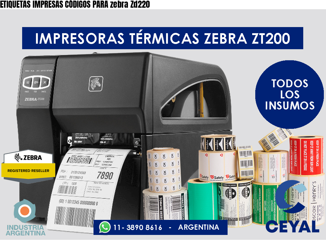ETIQUETAS IMPRESAS CÓDIGOS PARA zebra Zd220