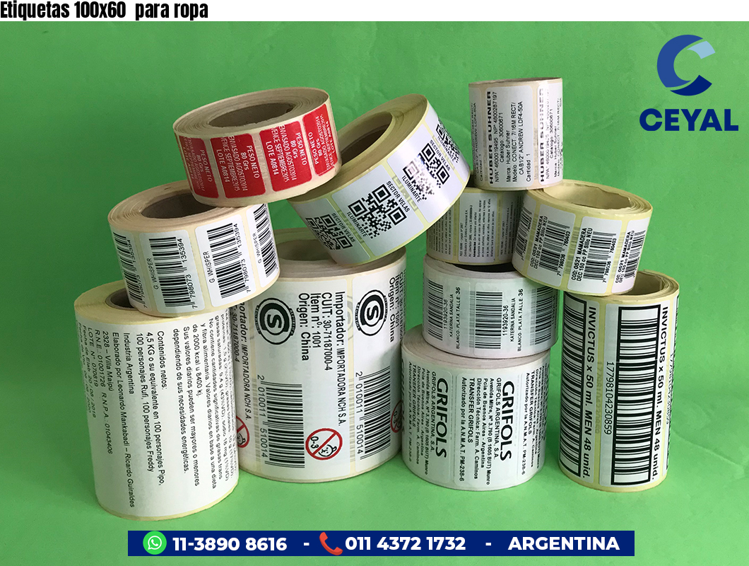 Etiquetas 100x60  para ropa