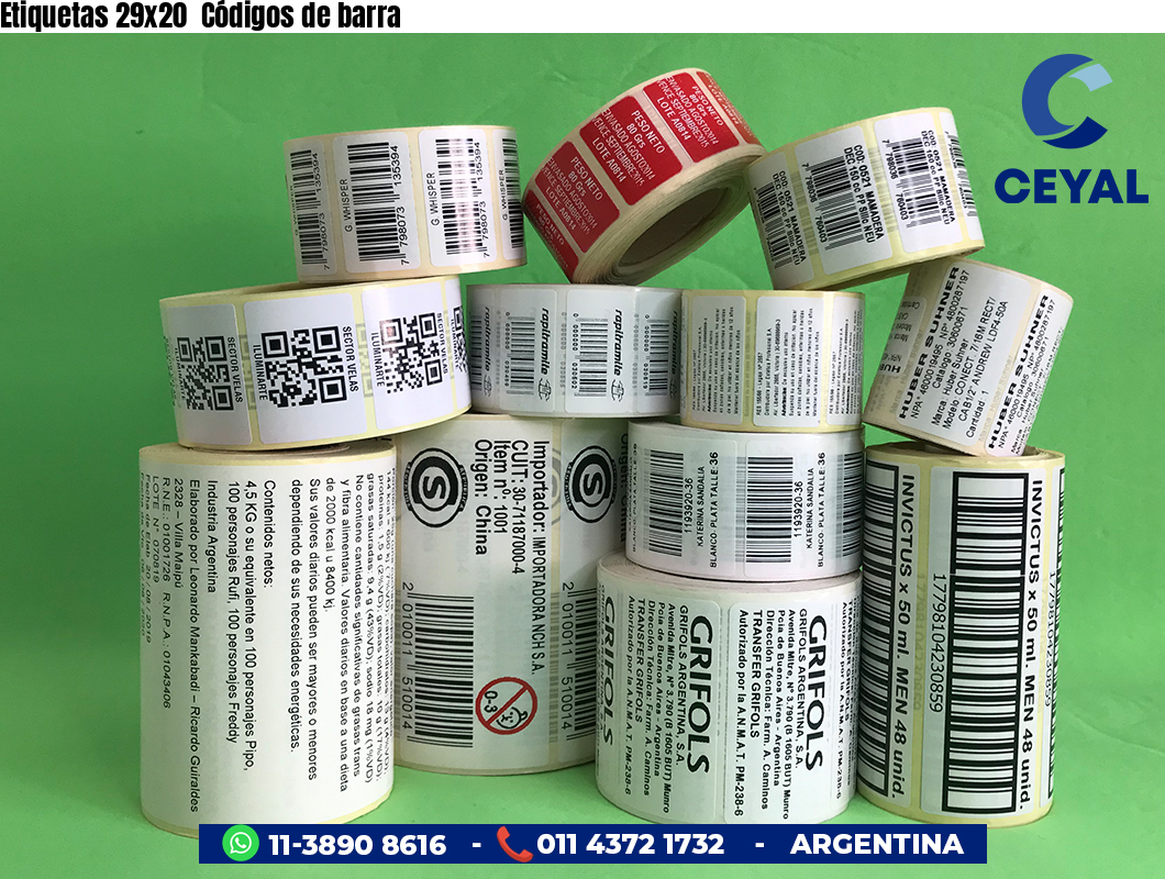 Etiquetas 29x20  Códigos de barra