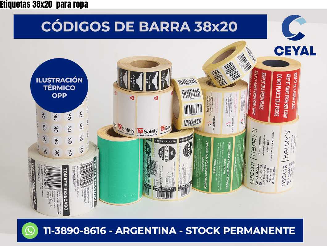Etiquetas 38×20  para ropa
