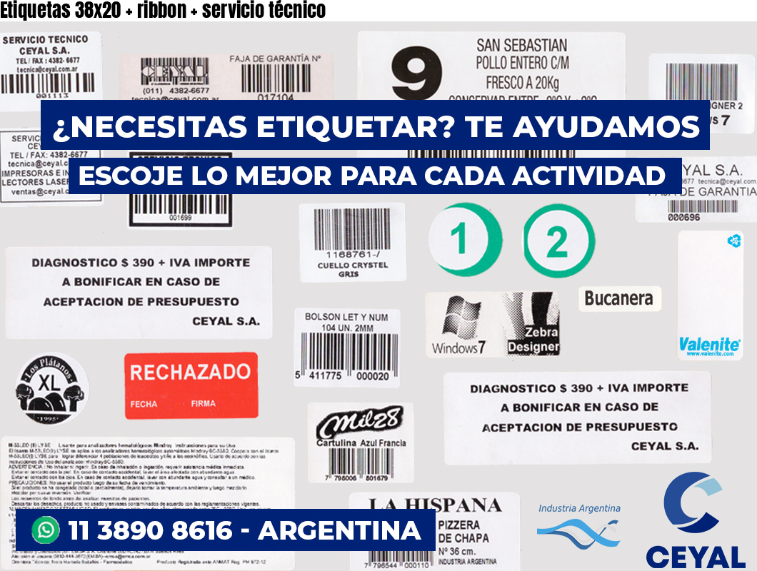 Etiquetas 38x20 ribbon servicio técnico