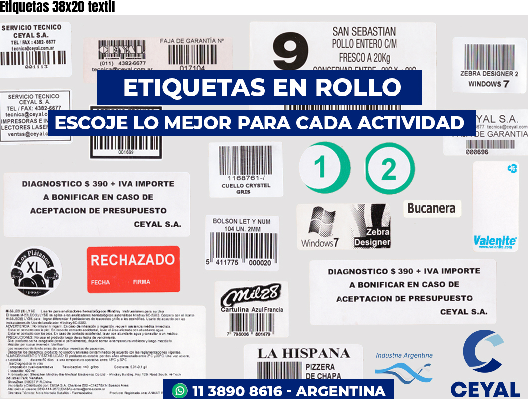 Etiquetas 38x20 textil
