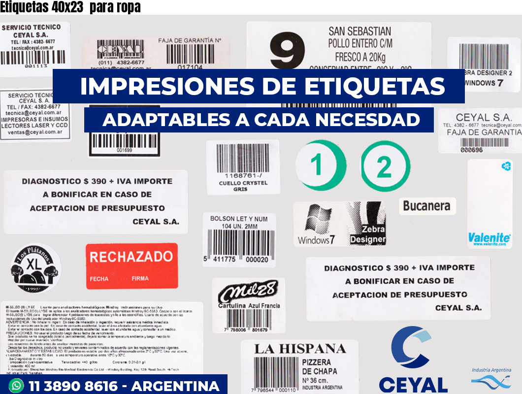 Etiquetas 40x23 para ropa