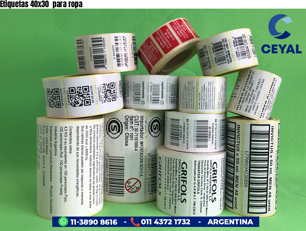 Etiquetas 40x30  para ropa