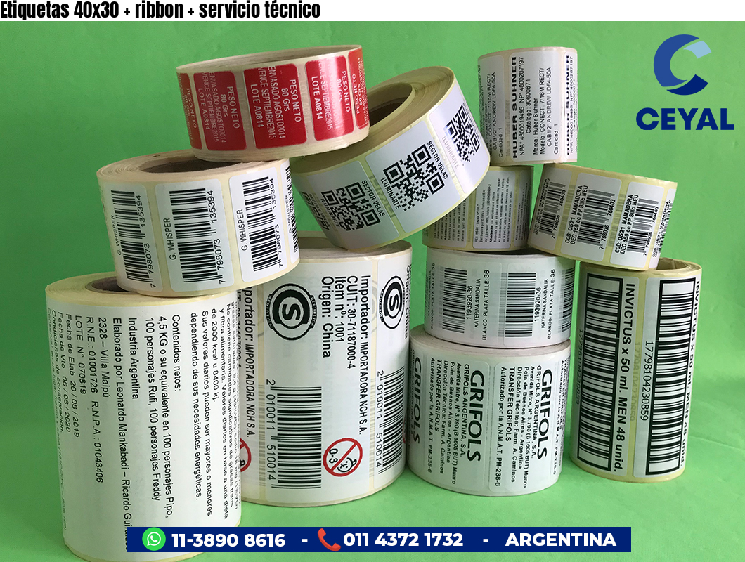 Etiquetas 40x30 ribbon servicio técnico