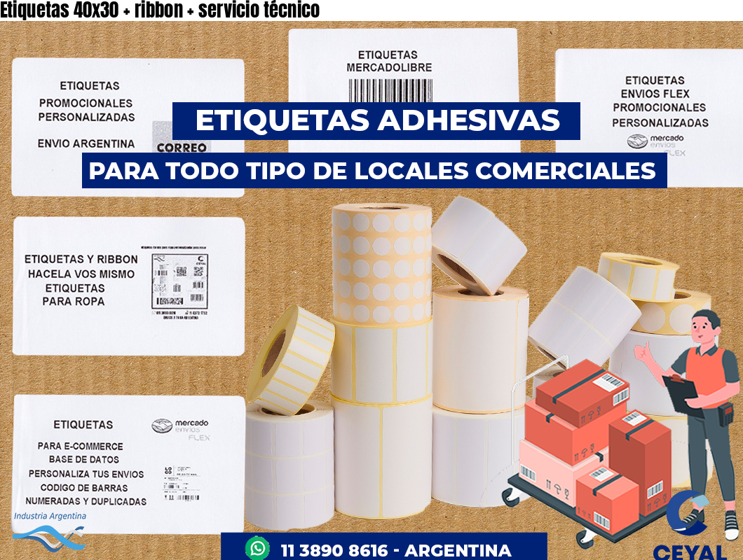 Etiquetas 40x30 ribbon servicio técnico