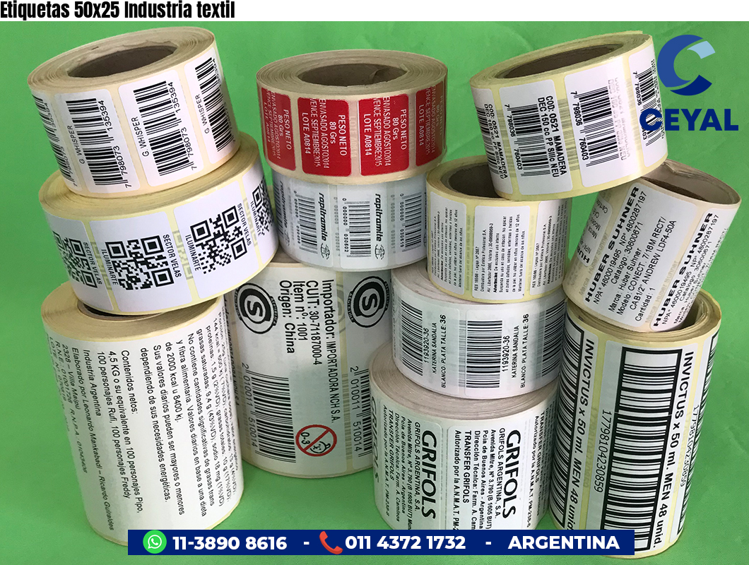 Etiquetas 50x25 Industria textil