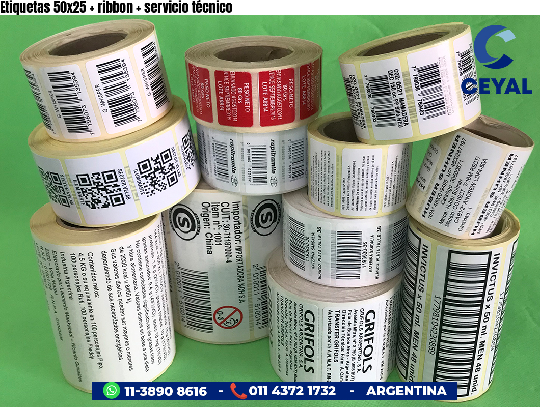 Etiquetas 50x25 ribbon servicio técnico