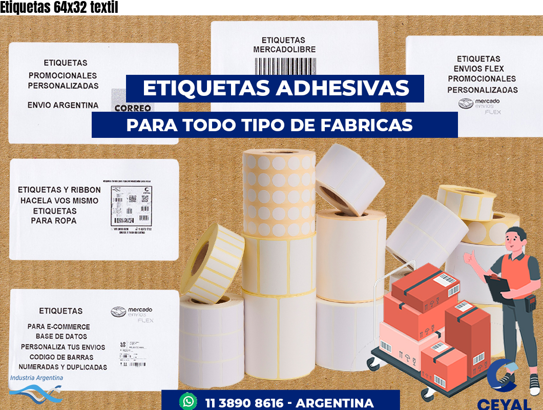 Etiquetas 64x32 textil