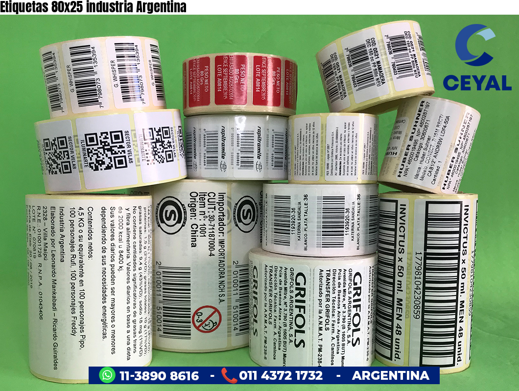Etiquetas 80x25 industria Argentina