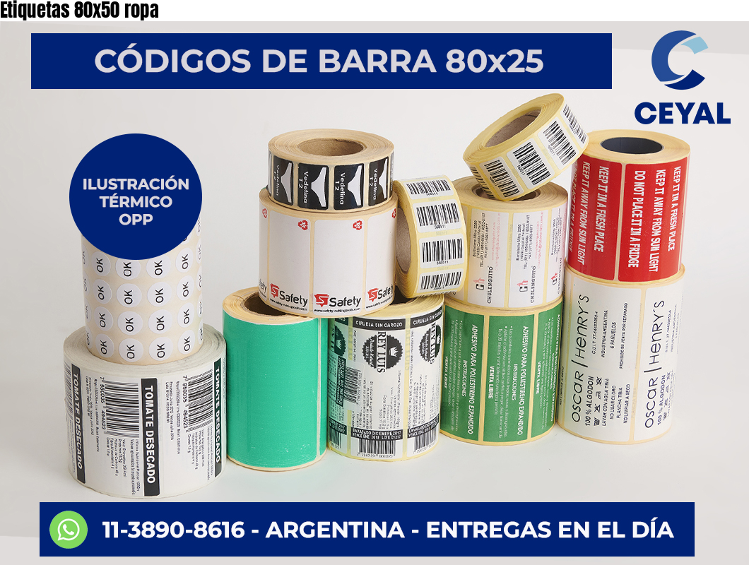Etiquetas 80×50 ropa