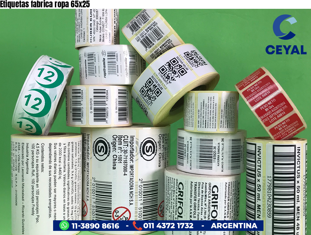 Etiquetas fabrica ropa 65x25