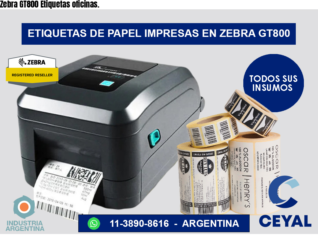 Zebra GT800 Etiquetas oficinas.