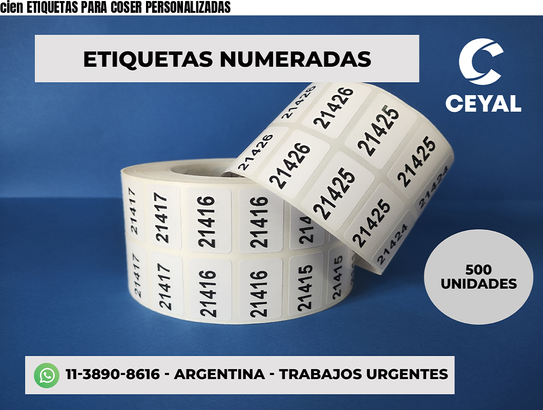 cien ETIQUETAS PARA COSER PERSONALIZADAS