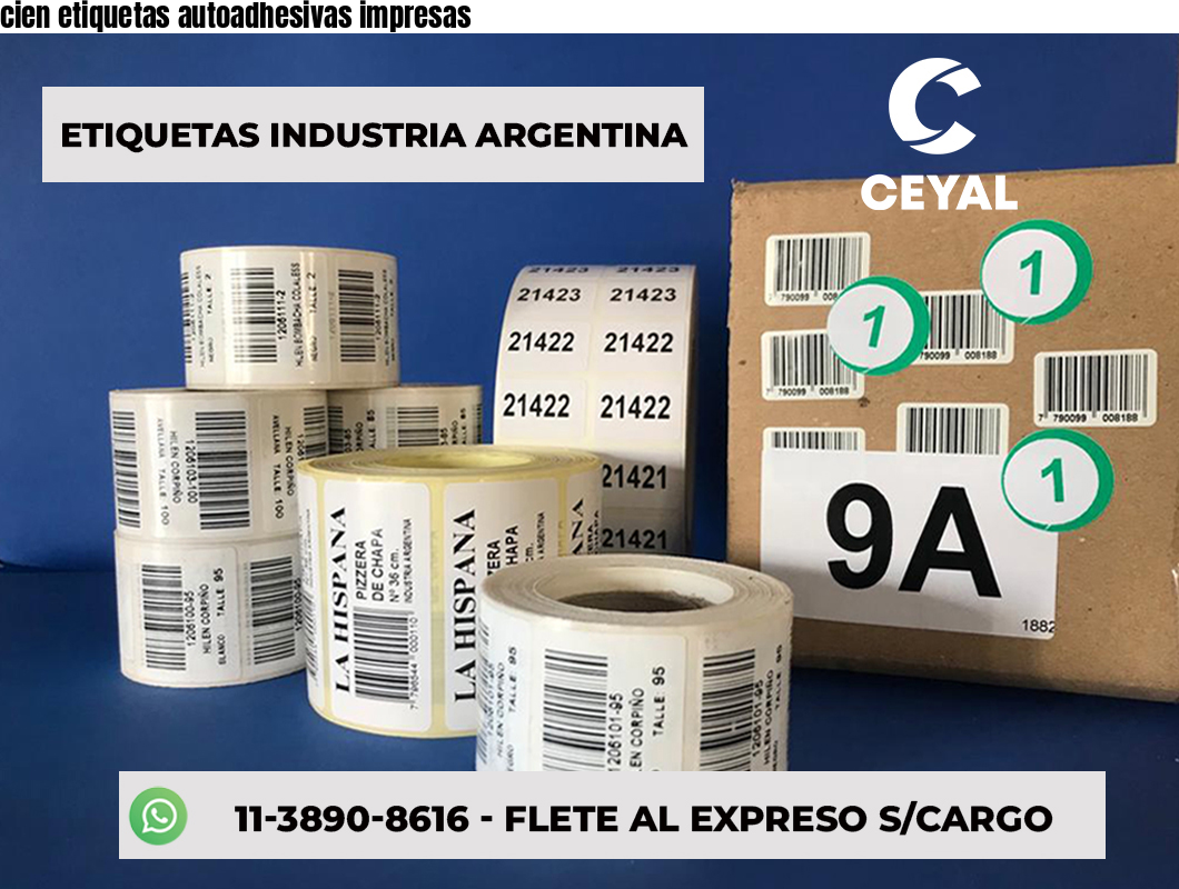 cien etiquetas autoadhesivas impresas
