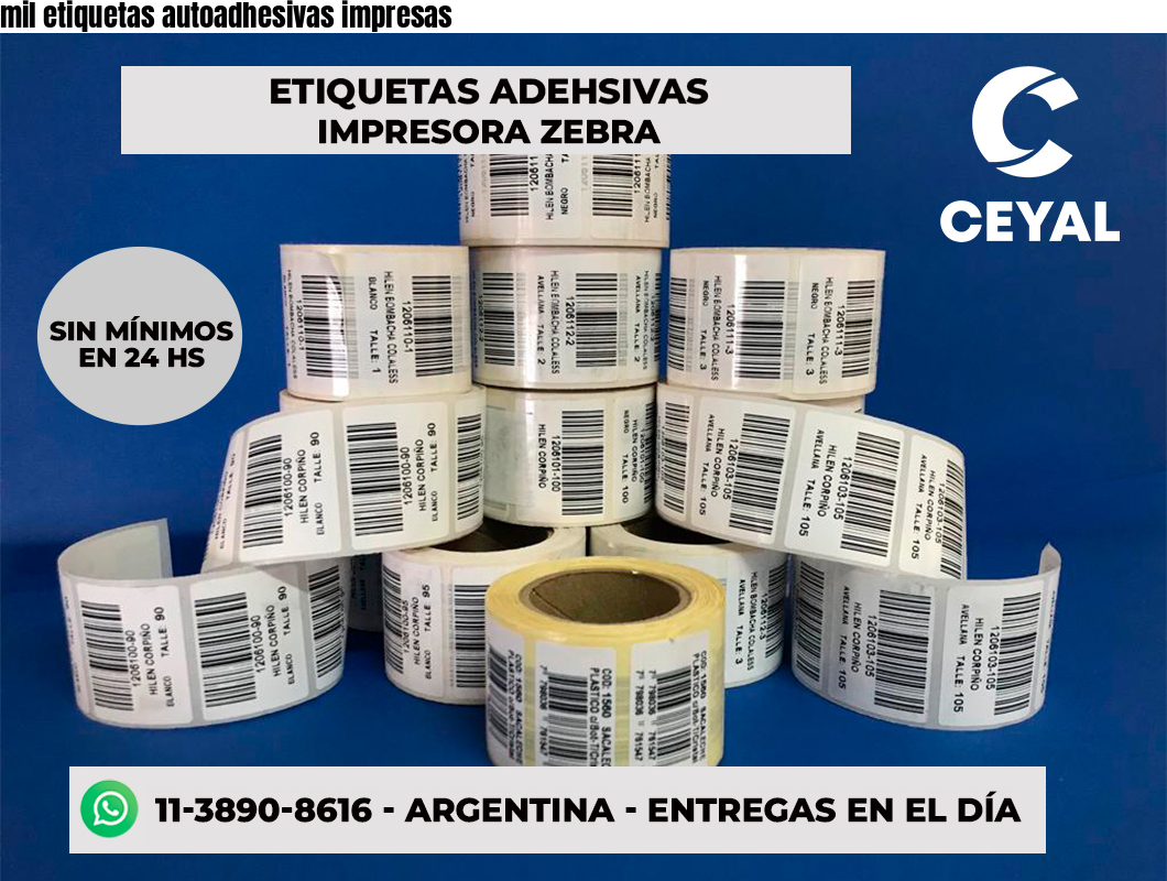 mil etiquetas autoadhesivas impresas