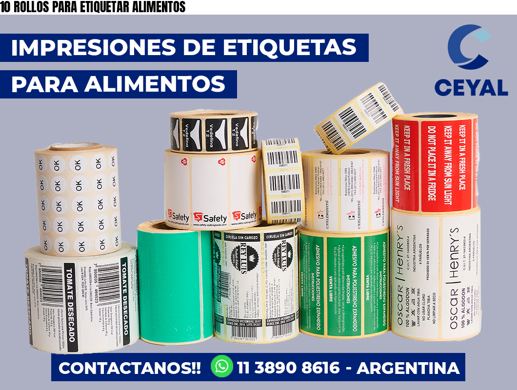 10 ROLLOS PARA ETIQUETAR ALIMENTOS