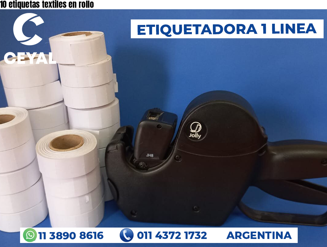 10 etiquetas textiles en rollo