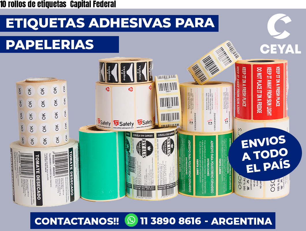 10 rollos de etiquetas Capital Federal