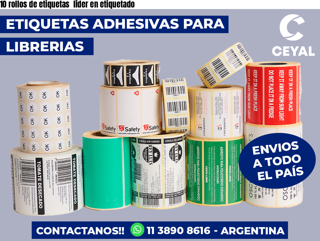 10 rollos de etiquetas líder en etiquetado