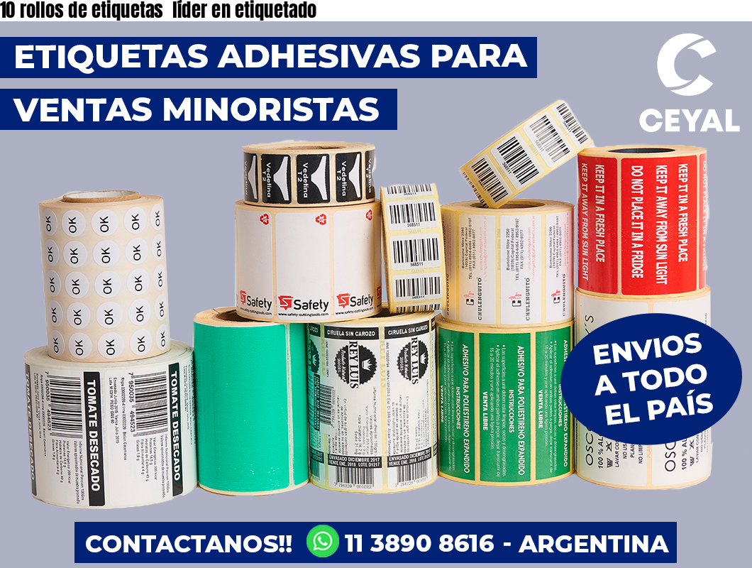 10 rollos de etiquetas  líder en etiquetado
