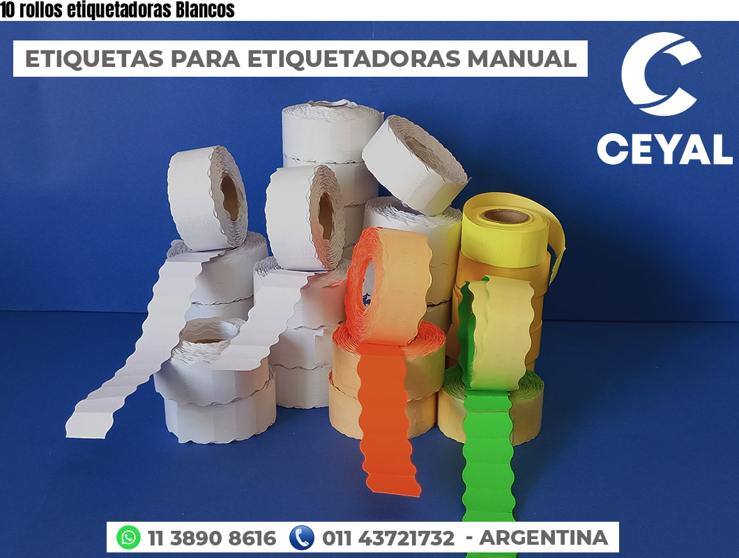 10 rollos etiquetadoras Blancos