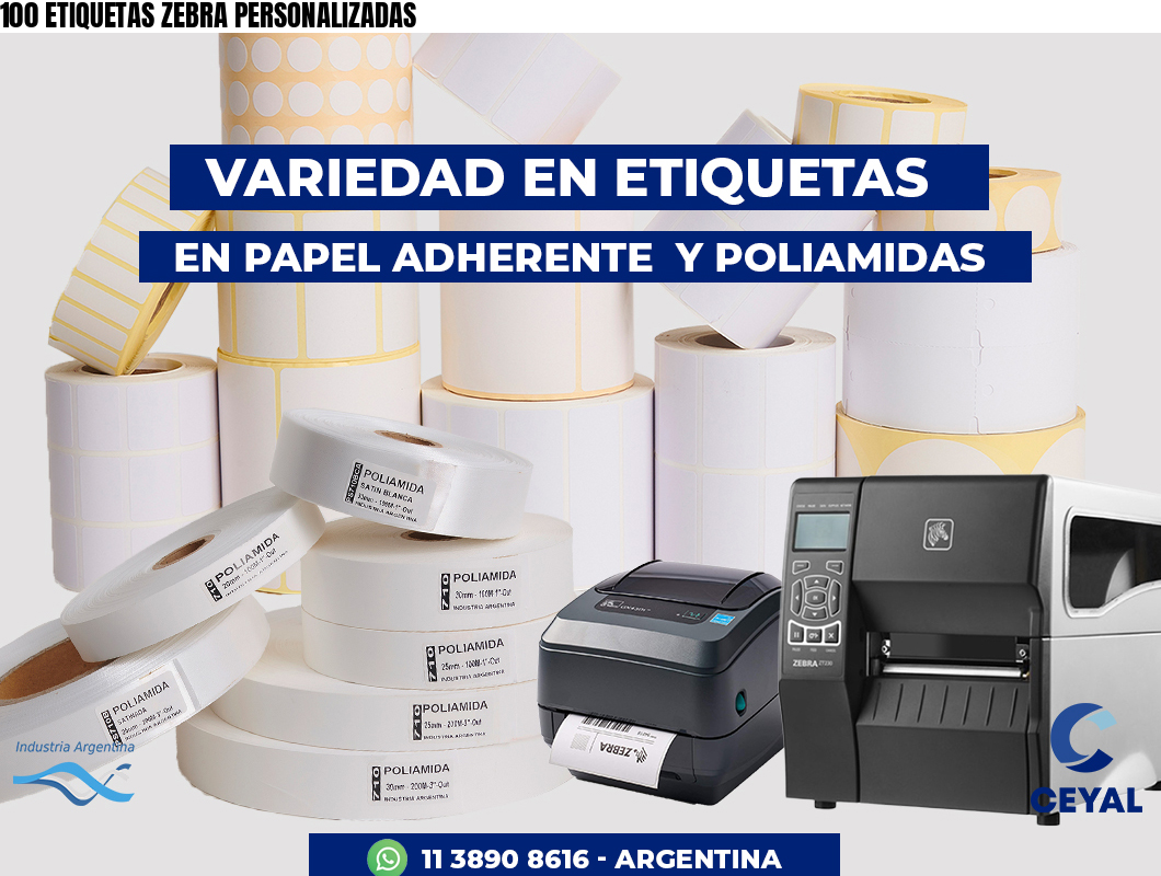 100 ETIQUETAS ZEBRA PERSONALIZADAS