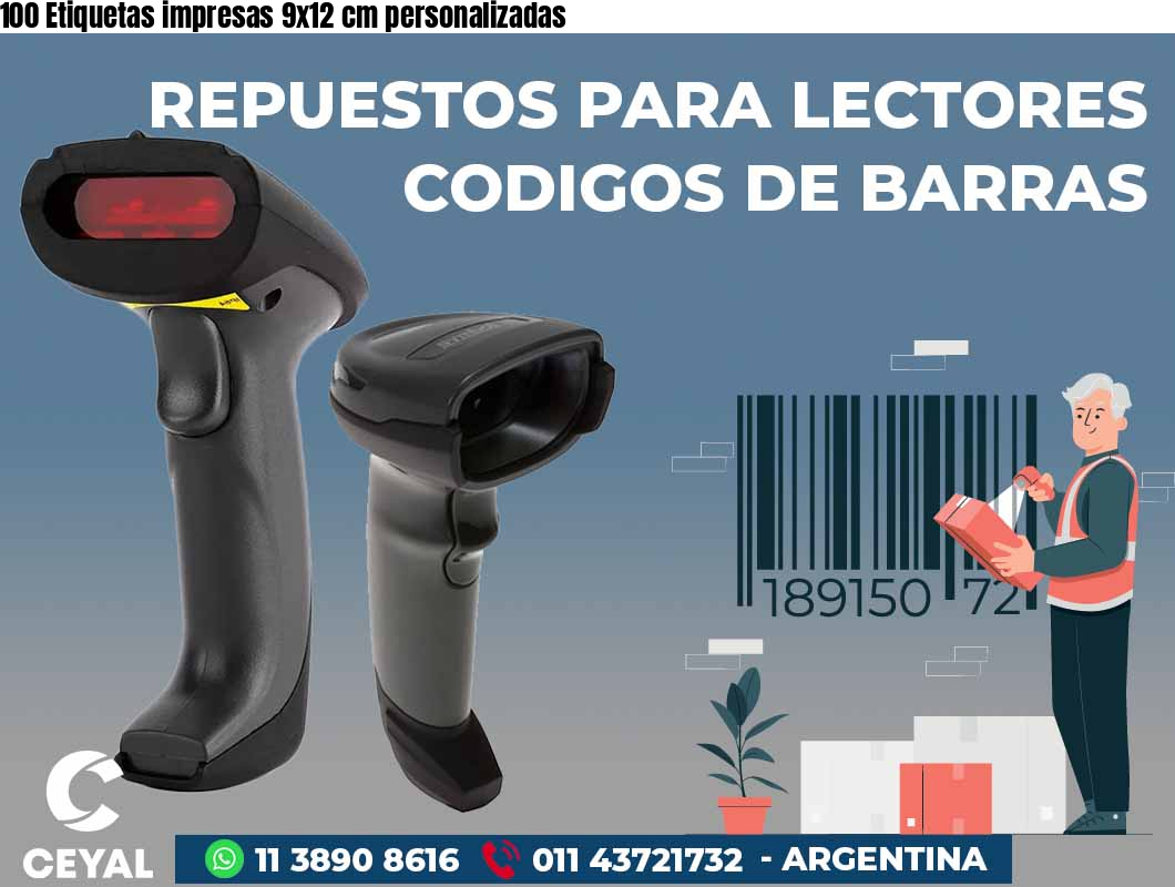 100 Etiquetas impresas 9x12 cm personalizadas