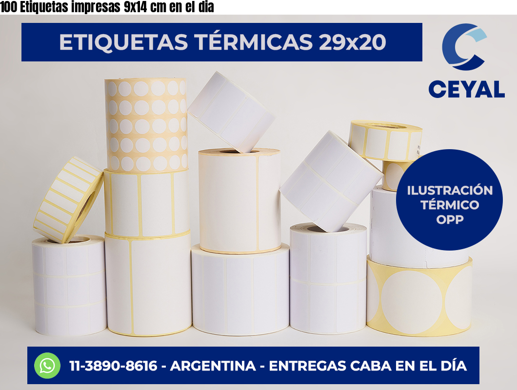 100 Etiquetas impresas 9×14 cm en el dia