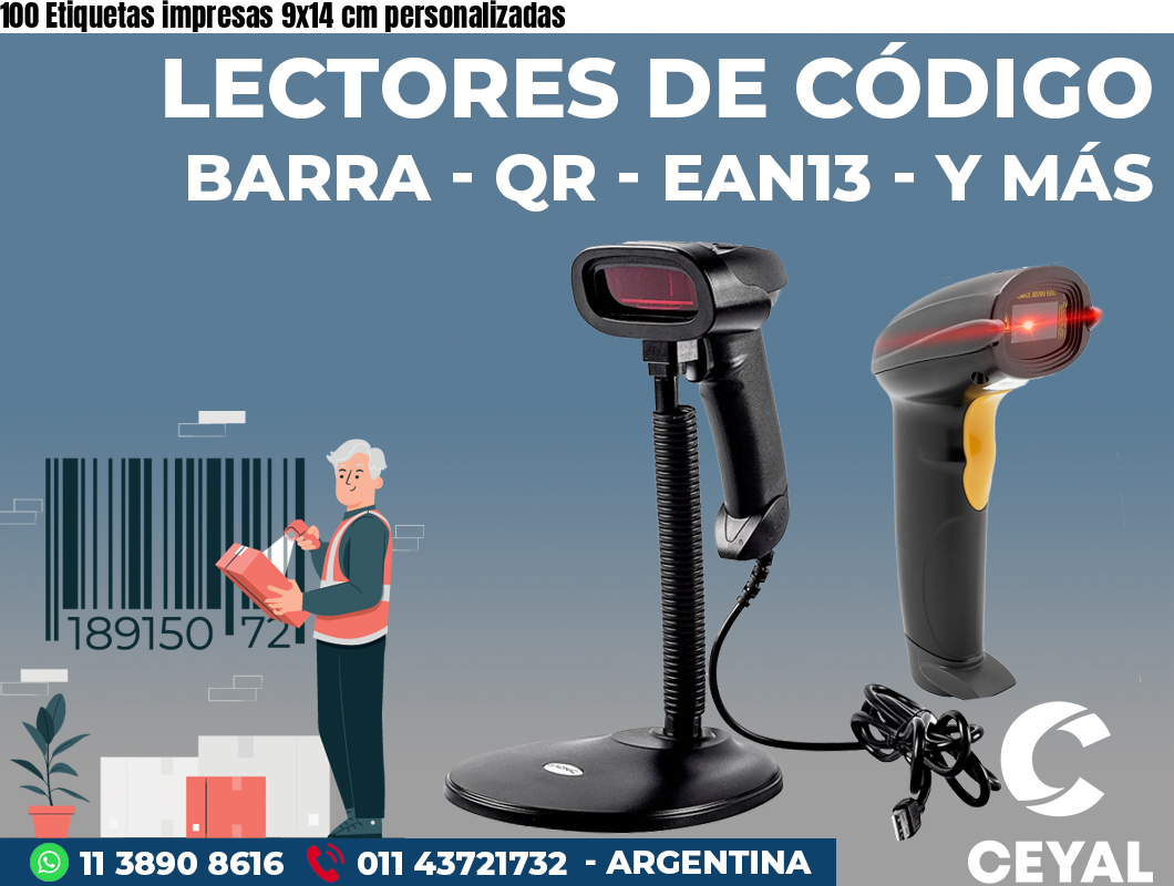 100 Etiquetas impresas 9x14 cm personalizadas