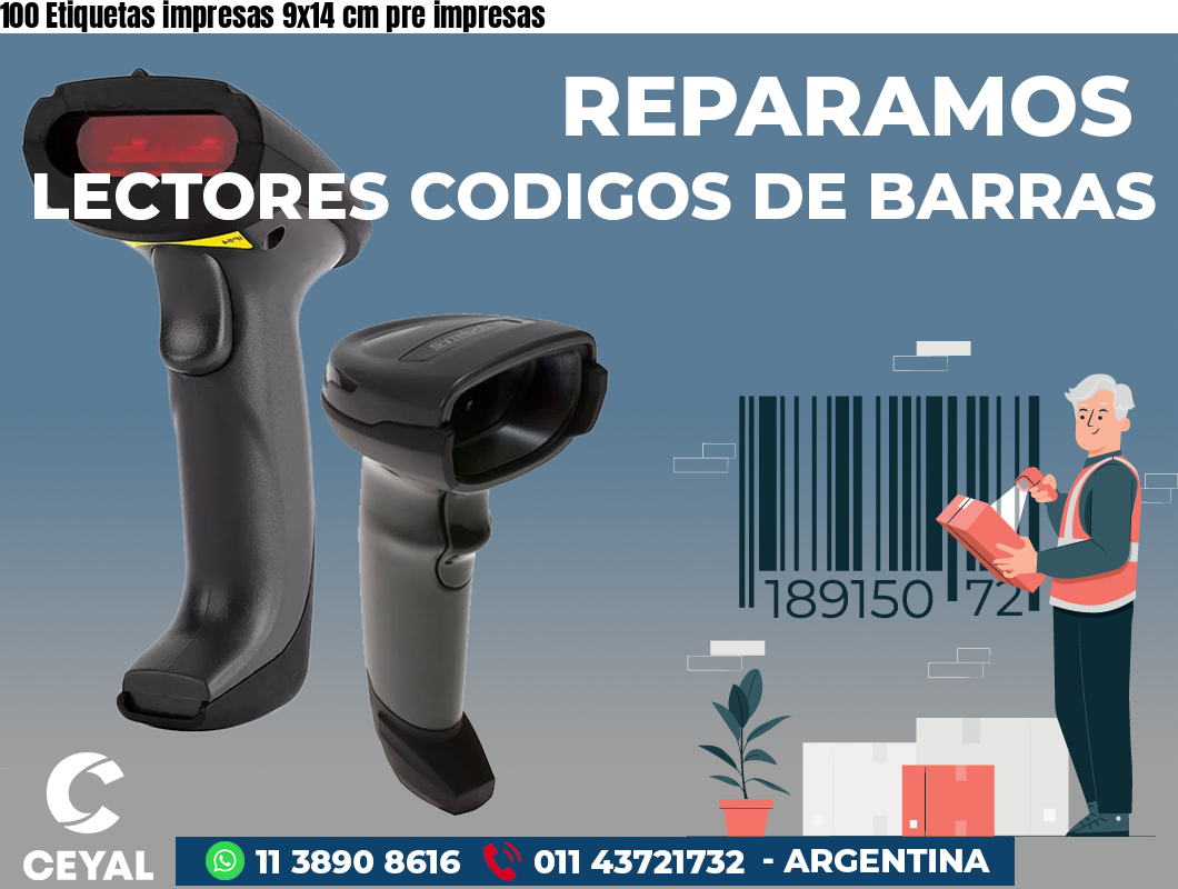 100 Etiquetas impresas 9x14 cm pre impresas