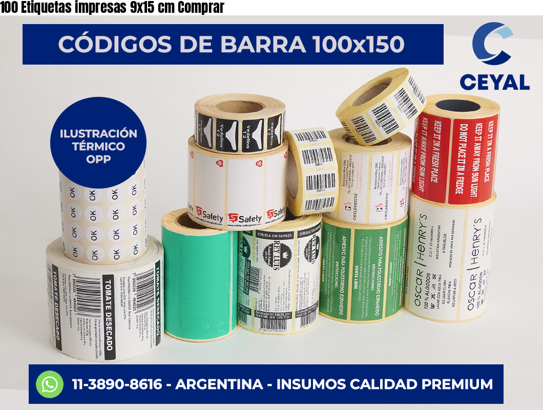 100 Etiquetas impresas 9×15 cm Comprar