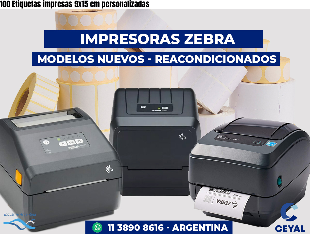 100 Etiquetas impresas 9x15 cm personalizadas