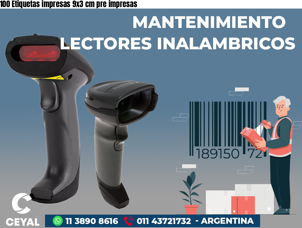 100 Etiquetas impresas 9x3 cm pre impresas
