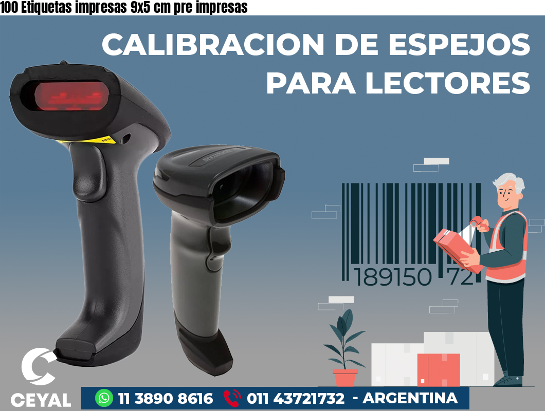 100 Etiquetas impresas 9x5 cm pre impresas