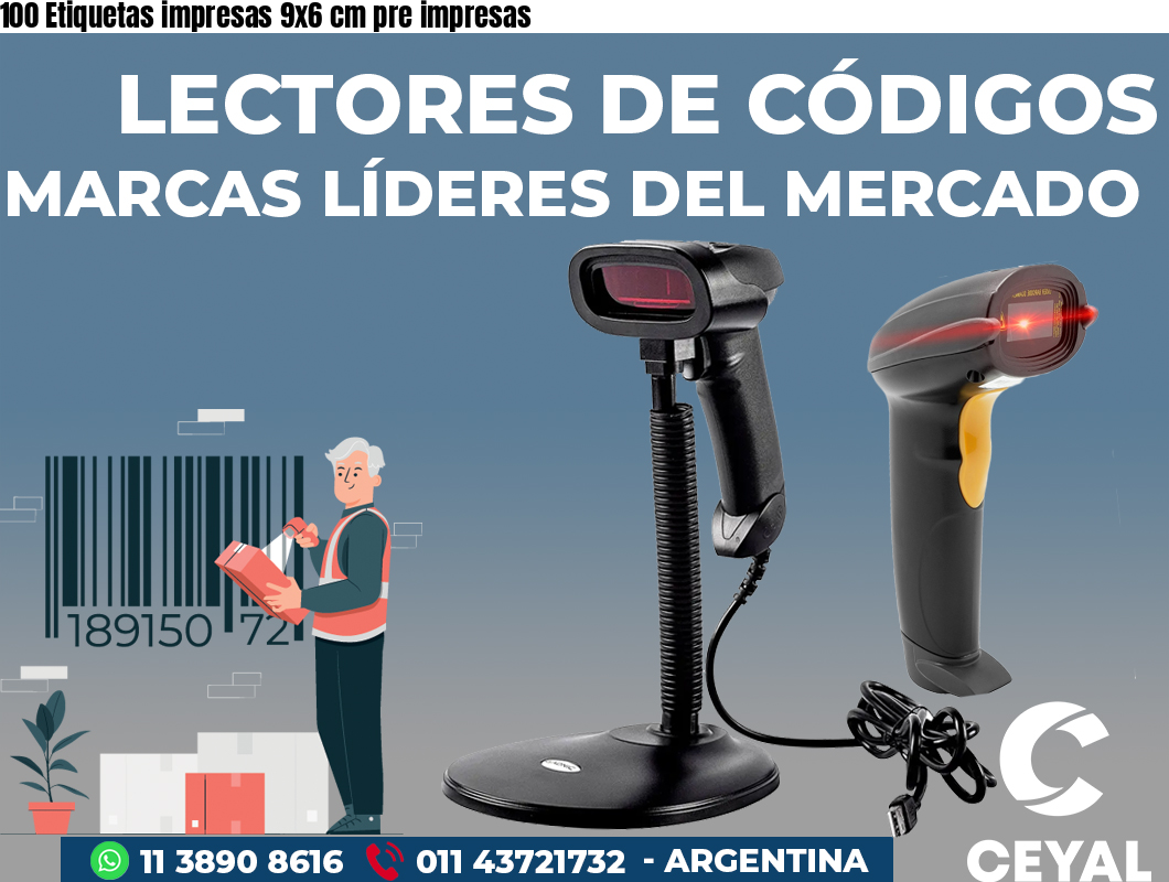 100 Etiquetas impresas 9x6 cm pre impresas
