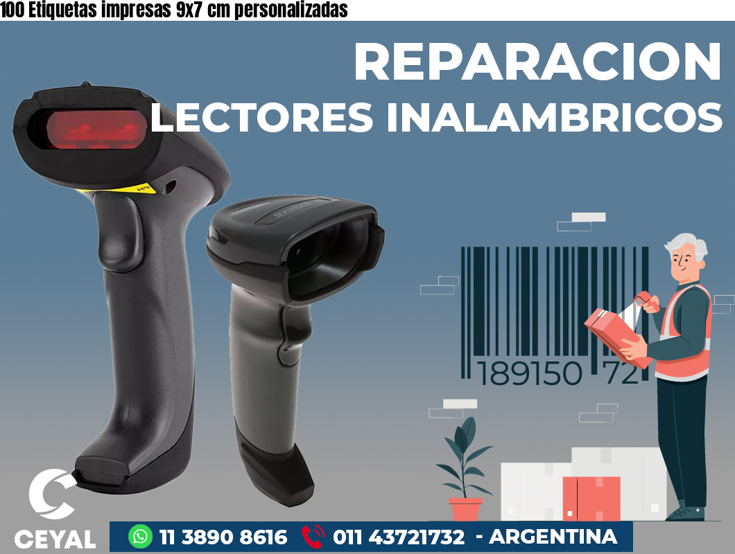 100 Etiquetas impresas 9x7 cm personalizadas