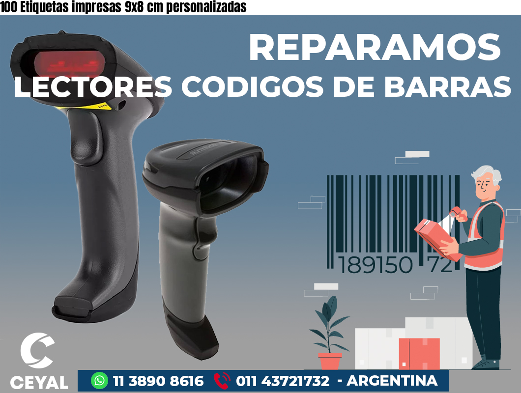 100 Etiquetas impresas 9x8 cm personalizadas