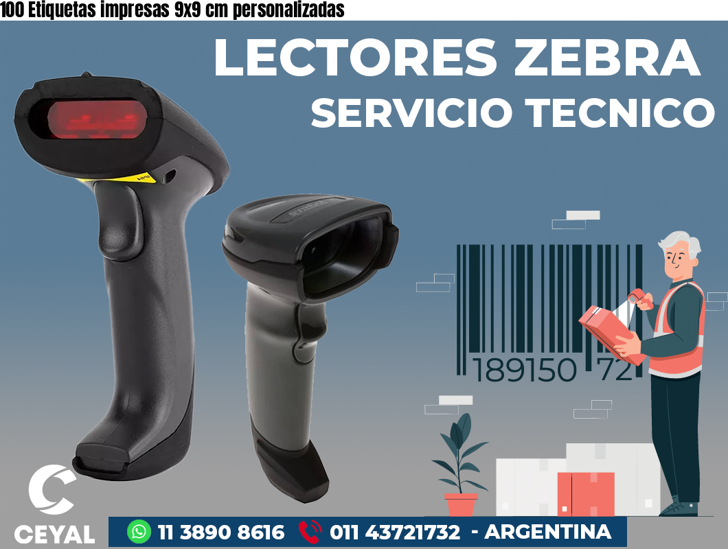 100 Etiquetas impresas 9x9 cm personalizadas